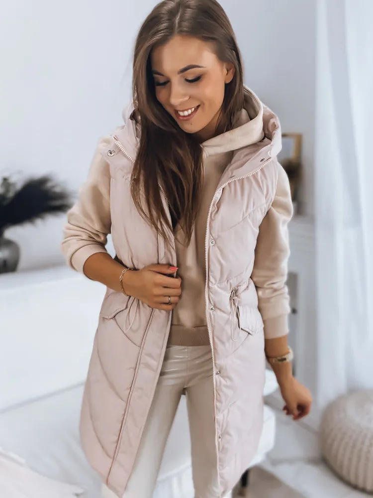 Kamizelki Damskie>Dstreet Kamizelka damska pikowana GAMIS beżowa TY3293