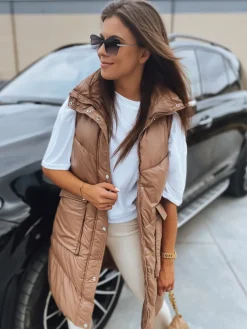 Kamizelki Damskie>Dstreet Kamizelka damska pikowana MARIEL kamelowa TY3016