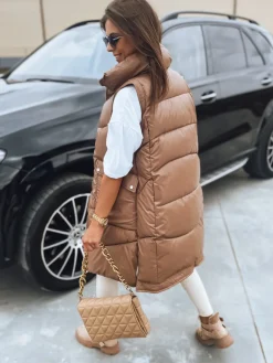 Kamizelki Damskie>Dstreet Kamizelka damska pikowana MARIEL kamelowa TY3016