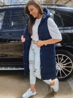 Kamizelki Damskie>Dstreet Kamizelka damska pikowana ELLA granatowa TY3034