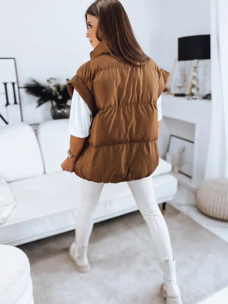 Kamizelki Damskie>Dstreet Kamizelka damska pikowana NIMIA kamelowa TY3249