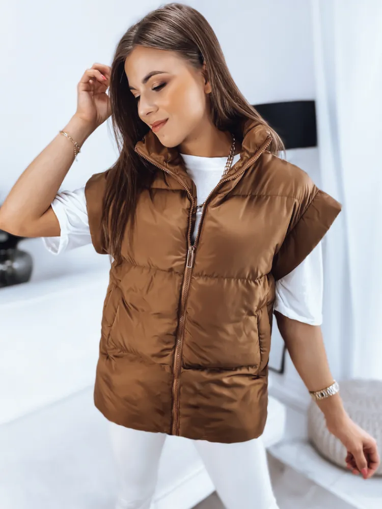 Kamizelki Damskie>Dstreet Kamizelka damska pikowana NIMIA kamelowa TY3249