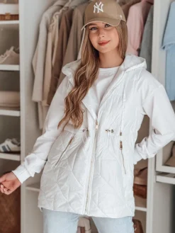 Kamizelki Damskie>Dstreet Kamizelka damska przejściowa pikowana OLINVIA biała TY4886