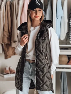 Kamizelki Damskie>Dstreet Kamizelka damska przejściowa pikowana GRANDI czarna TY4883