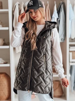 Kamizelki Damskie>Dstreet Kamizelka damska przejściowa pikowana GRANDI czarna TY4883