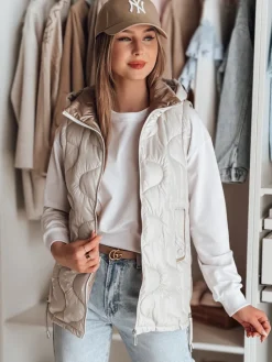 Kamizelki Damskie>Dstreet Kamizelka damska przejściowa pikowana VESOLITA jasnoszara TY4882