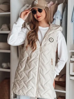 Kamizelki Damskie>Dstreet Kamizelka damska przejściowa pikowana GRANDI jasnoszara TY4884