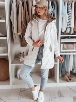 Kamizelki Damskie>Dstreet Kamizelka damska przejściowa pikowana GLITTI biała TY4805