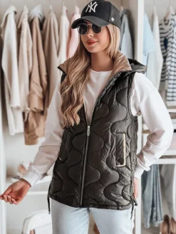 Kamizelki Damskie>Dstreet Kamizelka damska przejściowa pikowana VESOLITA czarna TY4881