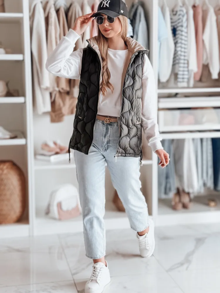 Kamizelki Damskie>Dstreet Kamizelka damska przejściowa pikowana VESOLITA czarna TY4881