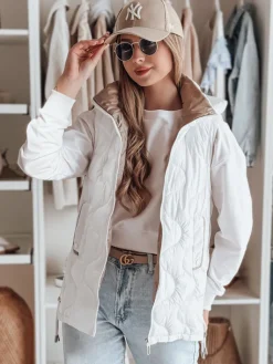 Kamizelki Damskie>Dstreet Kamizelka damska przejściowa pikowana VESOLITA biała TY4880