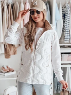 Kamizelki Damskie>Dstreet Kamizelka damska przejściowa pikowana VESOLITA biała TY4880