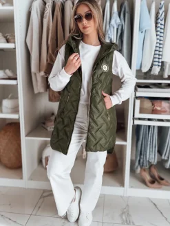 Kamizelki Damskie>Dstreet Kamizelka damska przejściowa pikowana GRANDI zielona TY4827