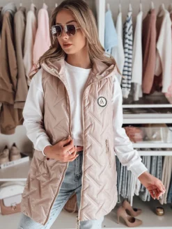 Kamizelki Damskie>Dstreet Kamizelka damska przejściowa pikowana GRANDI różowa TY4828