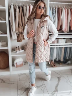 Kamizelki Damskie>Dstreet Kamizelka damska przejściowa pikowana GRANDI różowa TY4828