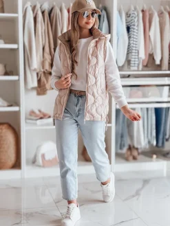 Kamizelki Damskie>Dstreet Kamizelka damska przejściowa pikowana VESOLITA damska różowa TY4879