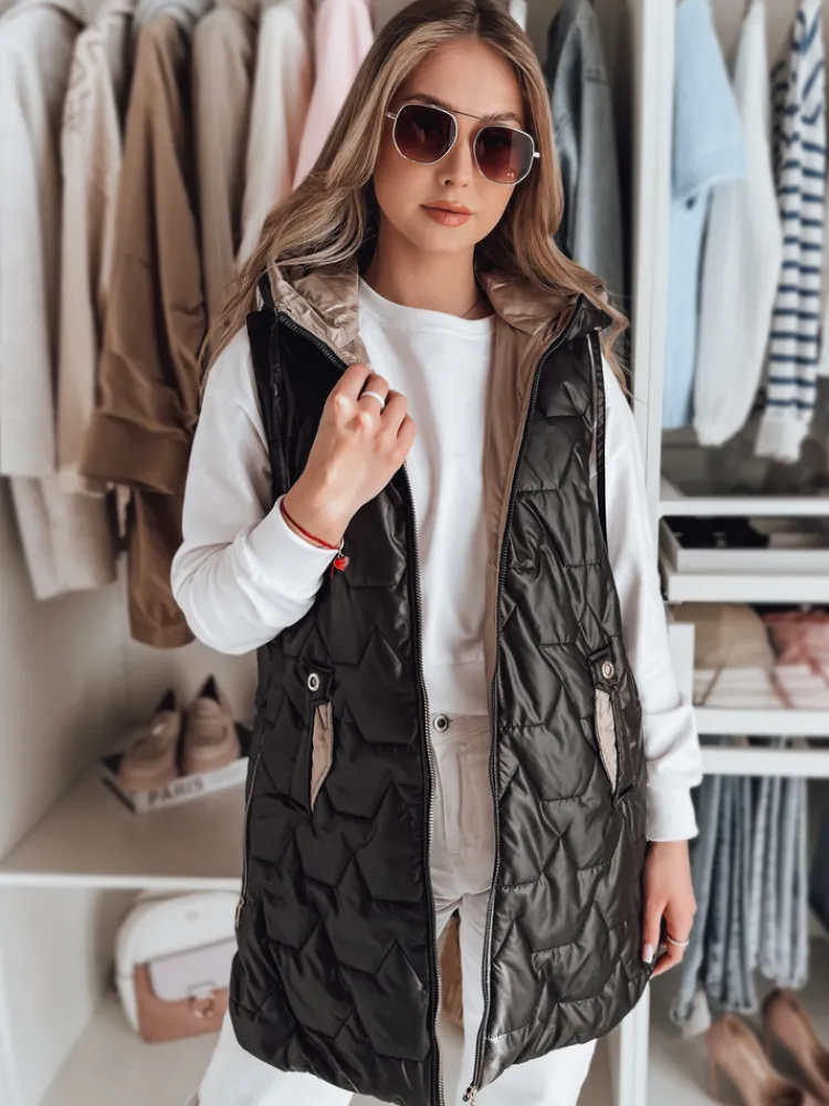 Kamizelki Damskie>Dstreet Kamizelka damska przejściowa pikowana GLITTI czarna TY4804