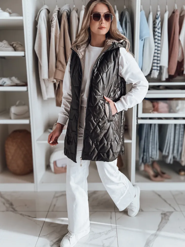 Kamizelki Damskie>Dstreet Kamizelka damska przejściowa pikowana GLITTI czarna TY4804