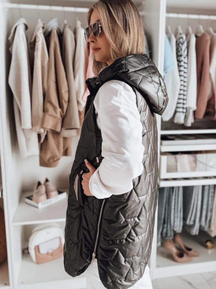 Kamizelki Damskie>Dstreet Kamizelka damska przejściowa pikowana GLITTI czarna TY4804