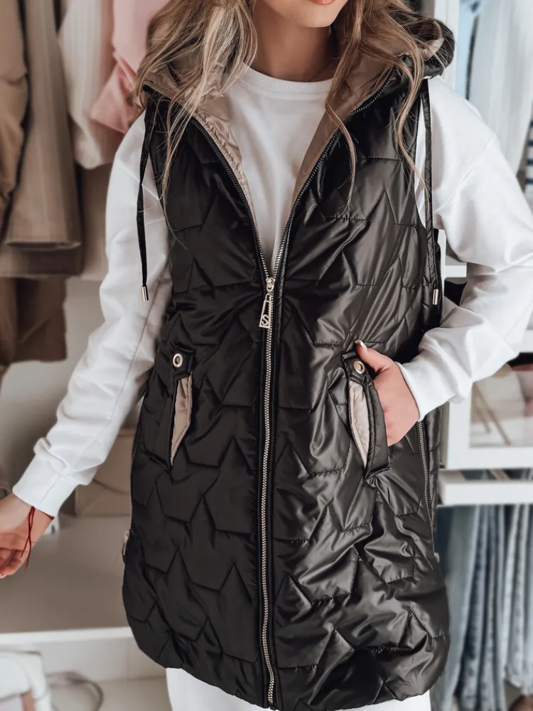 Kamizelki Damskie>Dstreet Kamizelka damska przejściowa pikowana GLITTI czarna TY4804