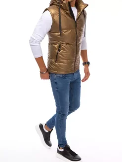 Kurtki Męskie|Kamizelki Męskie>Dstreet Kamizelka męska brązowa TX3922