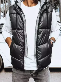 Kamizelki Męskie>Dstreet Kamizelka męska czarna TX4142