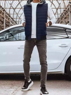 Kamizelki Męskie>Dstreet Kamizelka męska granatowa TX4236