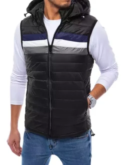 Kamizelki Męskie|Kurtki Męskie>Dstreet Kamizelka męska pikowana czarna TX4032