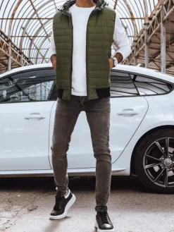 Kamizelki Męskie>Dstreet Kamizelka męska zielona TX4237