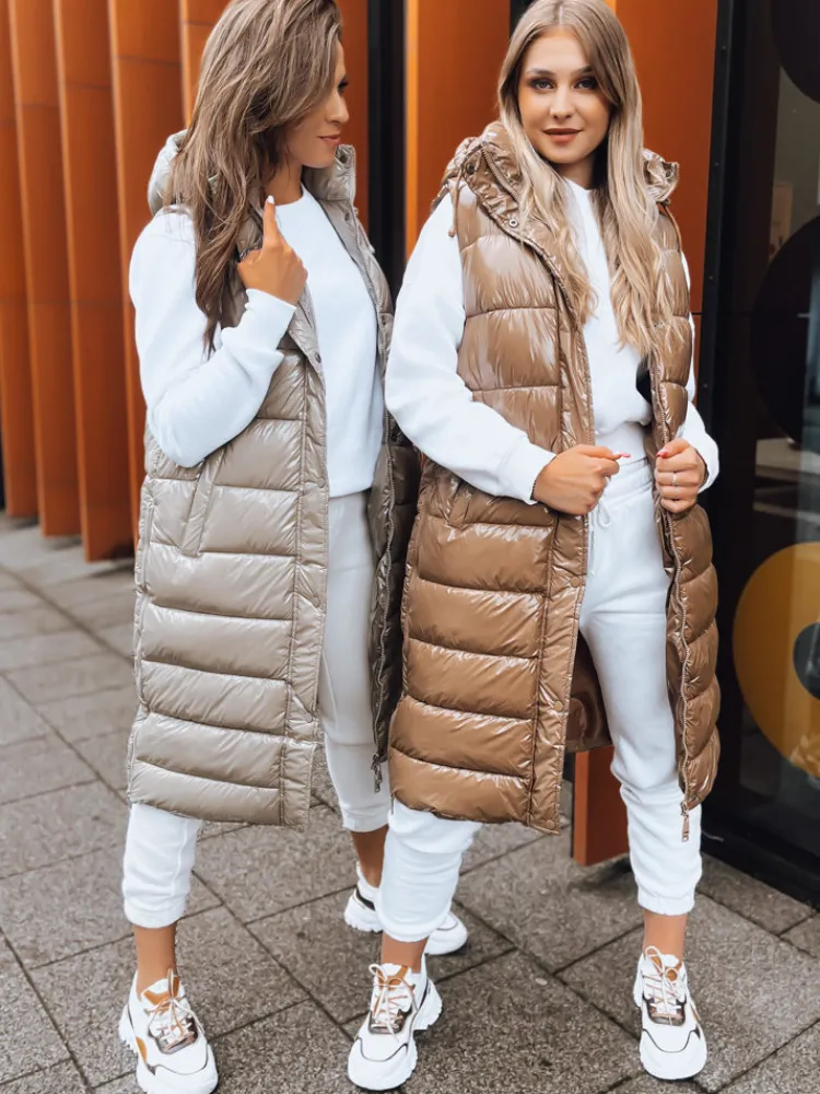 Kamizelki Damskie>Dstreet Kamizelka pikowana damska GANTINI kamelowa TY3741