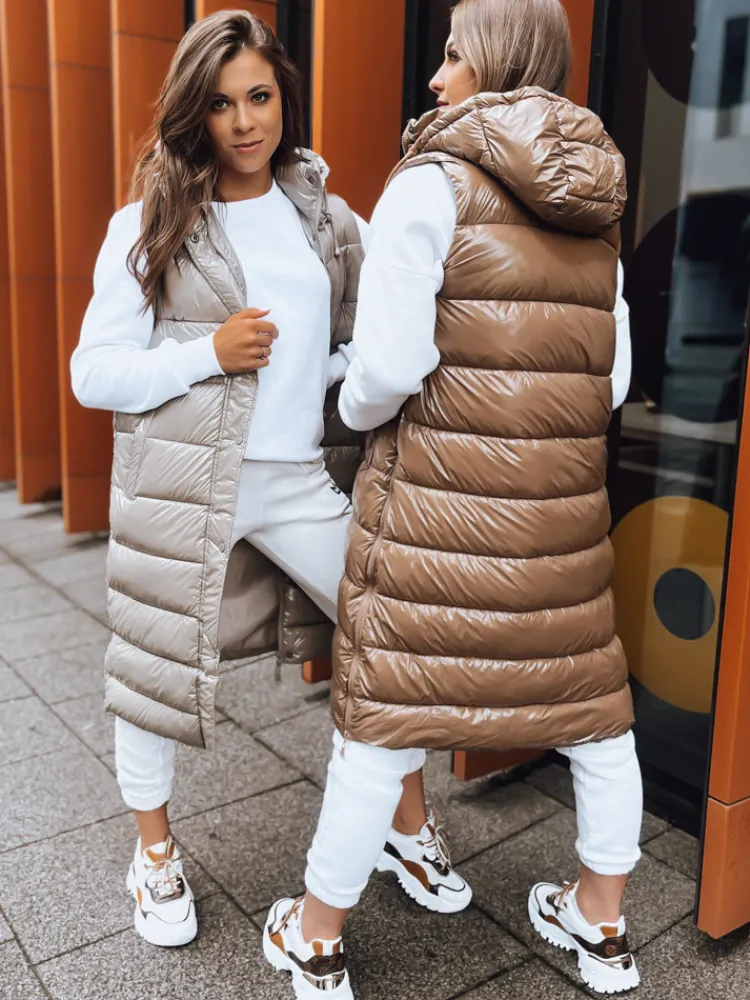 Kamizelki Damskie>Dstreet Kamizelka pikowana damska GANTINI kamelowa TY3741