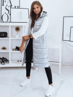 Kamizelki Damskie>Dstreet Kamizelka pikowana damska GANTINI srebrna TY2019