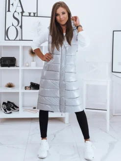 Kamizelki Damskie>Dstreet Kamizelka pikowana damska GANTINI srebrna TY2019