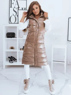 Kamizelki Damskie>Dstreet Kamizelka pikowana damska GANTINI kamelowa TY2021