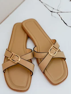 Klapki>Dstreet Klapki damskie BELICCA khaki ZY0979