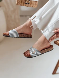 Klapki>Dstreet Klapki damskie na korku KORKISTI niebieskie ZY0916