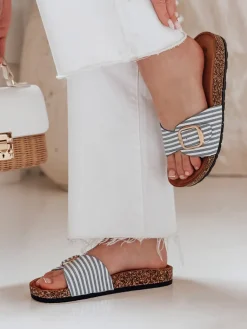 Klapki>Dstreet Klapki damskie na korku KORKISTI niebieskie ZY0916