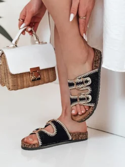 Klapki>Dstreet Klapki damskie na korku KORKARTA czarne ZY0893