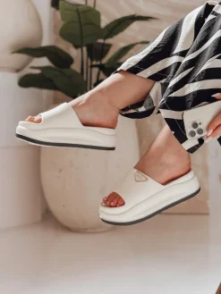 Klapki>Dstreet Klapki damskie na platformie SUN STEPS beżowe ZY0844