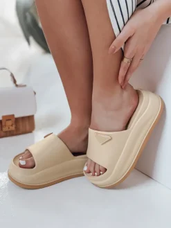 Klapki>Dstreet Klapki damskie na platformie SUN STEPS khaki ZY0847