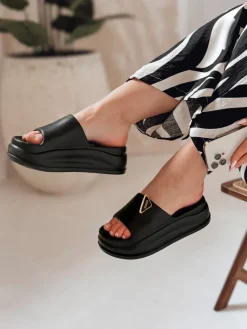 Klapki>Dstreet Klapki damskie na platformie SUN STEPS czarne ZY0848