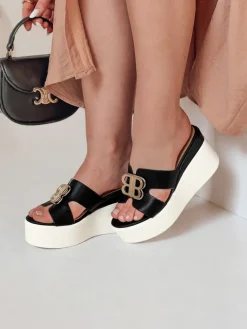 Klapki>Dstreet Klapki damskie na platformie PLATSIMA czarne ZY0757