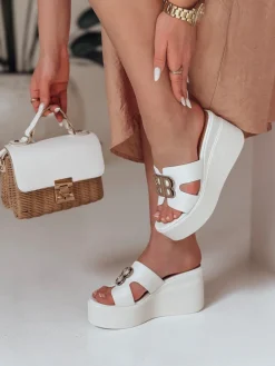 Klapki>Dstreet Klapki damskie na platformie PLATSIMA białe ZY0758