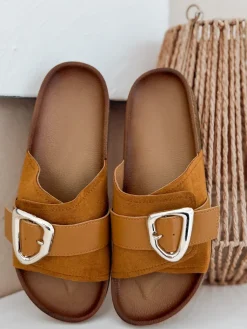 Klapki>Dstreet Klapki damskie NOLVINA kamelowe ZY0976