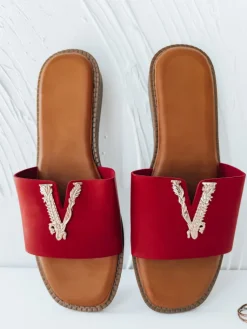 Klapki>Dstreet Klapki damskie SOLVINA czerwone ZY0960