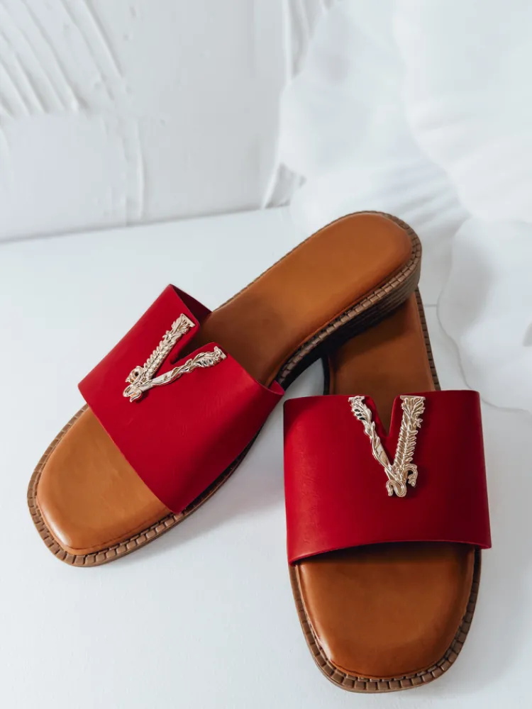 Klapki>Dstreet Klapki damskie SOLVINA czerwone ZY0960