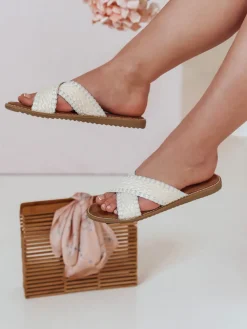 Klapki>Dstreet Klapki damskie słomkowe SOLINIA białe ZY0925