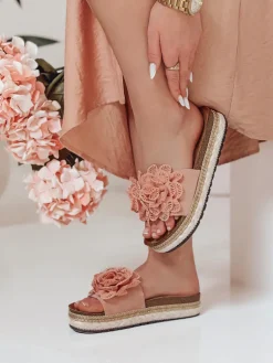 Klapki>Dstreet Klapki damskie z kwiatem KWIATARIS różowe ZY0911