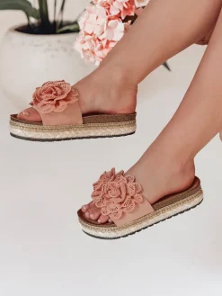 Klapki>Dstreet Klapki damskie z kwiatem KWIATARIS różowe ZY0911