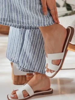 Klapki>Dstreet Klapki damskie z wcięciem CLASSROT białe ZY0885